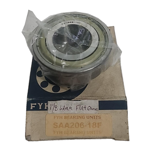 Actual Japan-made FYH SAA206-18F bearing and original box on white background