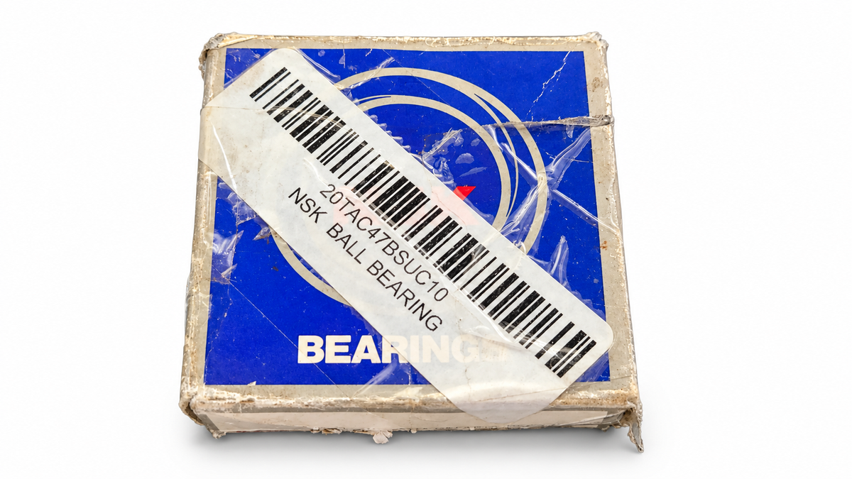 NSK 20TAC47BSUC10 NOS precision ball screw support bearing original box on white background
