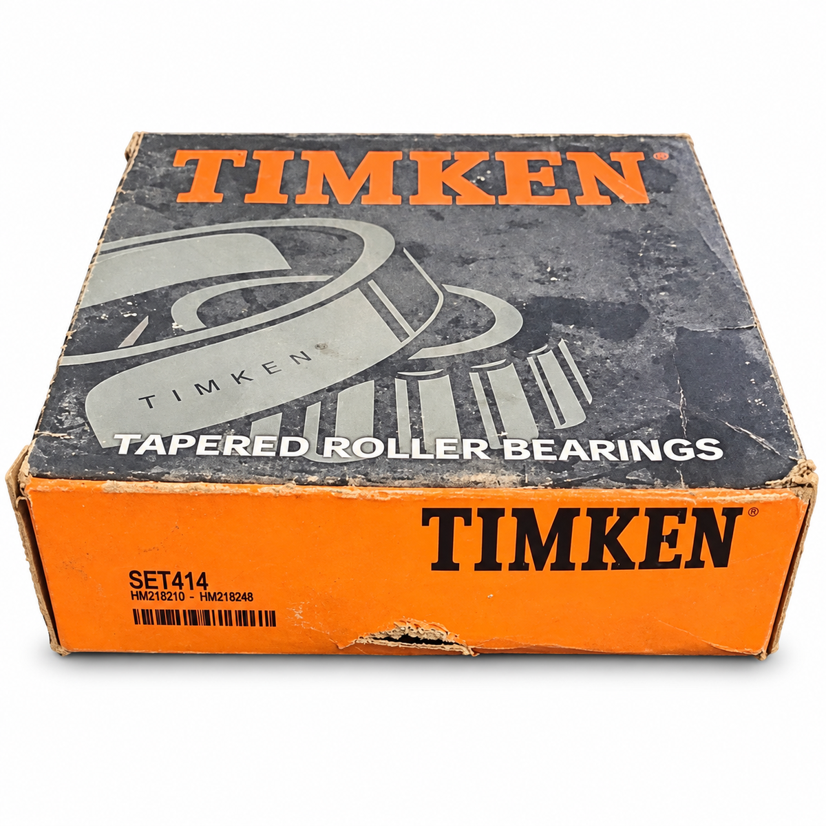 Timken SET414 HM218248 and HM218210 NOS bearing set original worn box on white background